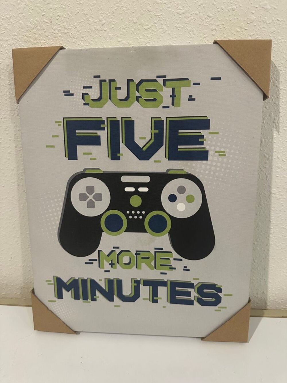 Just Five More Minutes Gamer Canvas Wall Art Video Game Controller Decor